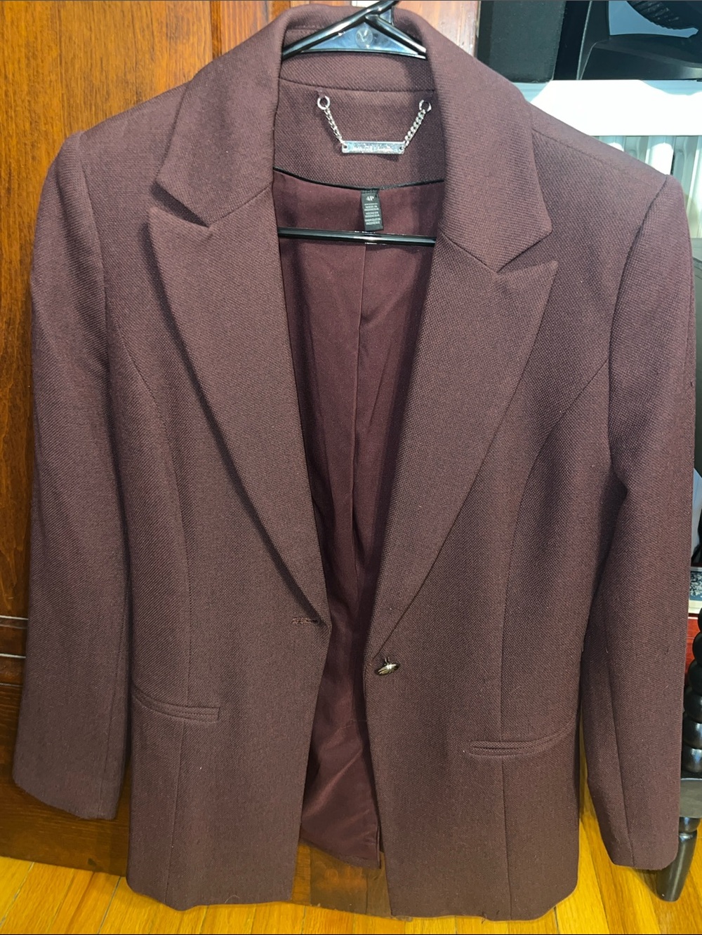 White House Black Market Burgundy Single-Button Blazer